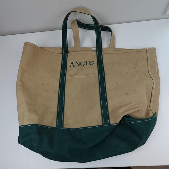 L.L. Bean Handbags - L.L.Bean Boat And Tote Canvas Bag Womens Extra Large Natural Green Open Top